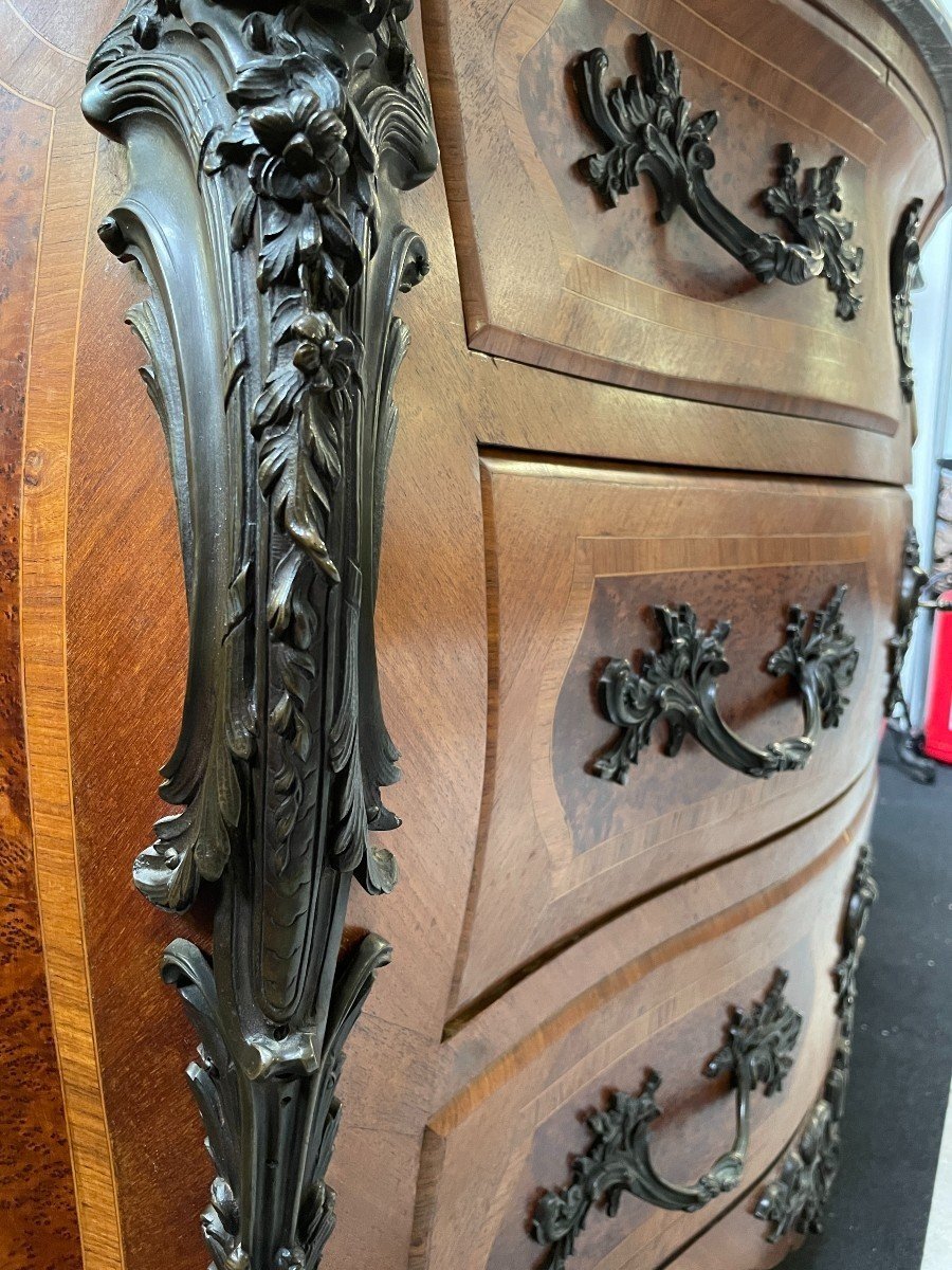 Grande Commode Galbée De Style Louis XV 1900-photo-6