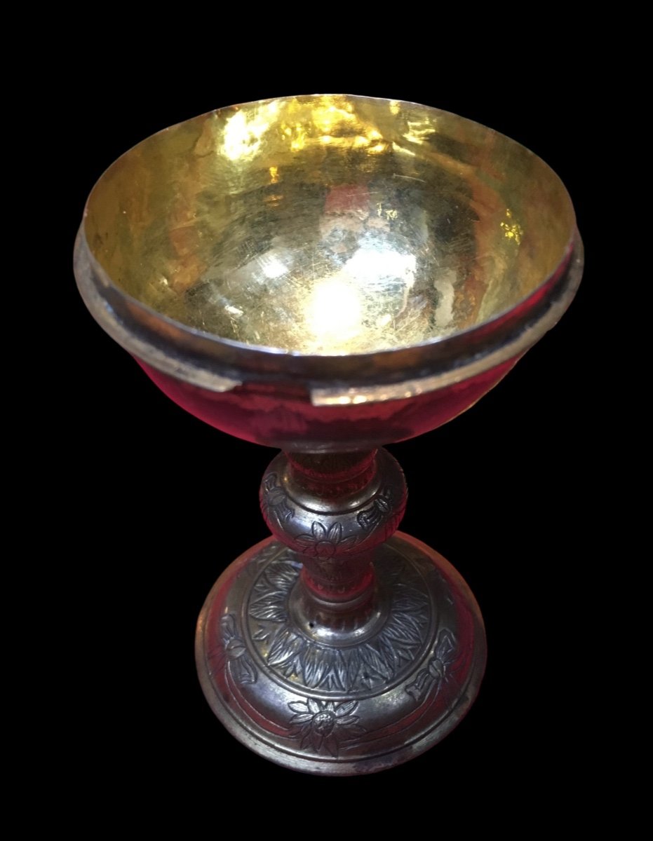 Small Chalice For Hosts In Vermeille Height: 13.5 Cm 17th Century -photo-3