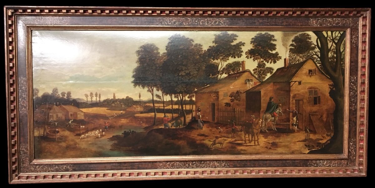 Oil Painting On Panel 113x48 Cm Flanders Around 1700 -photo-8