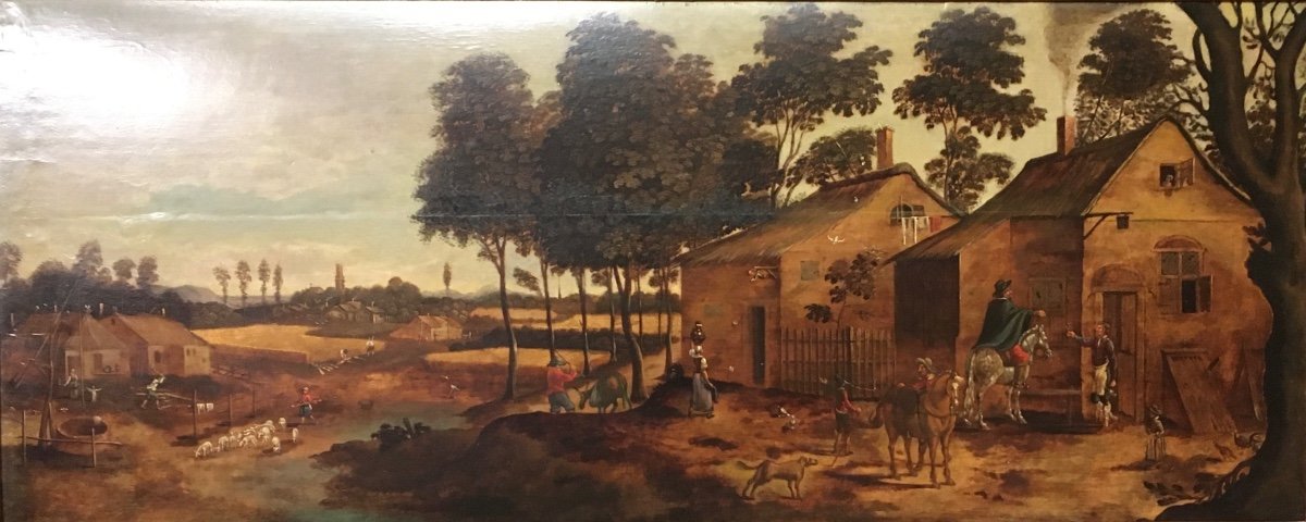 Oil Painting On Panel 113x48 Cm Flanders Around 1700 