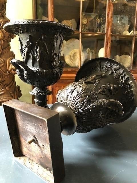 Paire De Vases" Medici " En Bronze 20ème.-photo-3