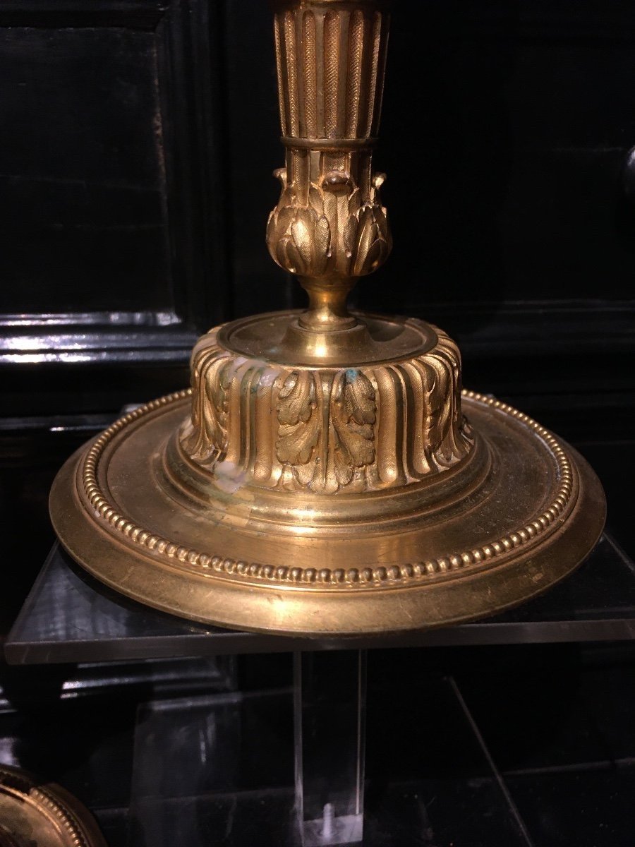 Pair Of 19th Century Gilt Bronze Candlesticks -photo-1