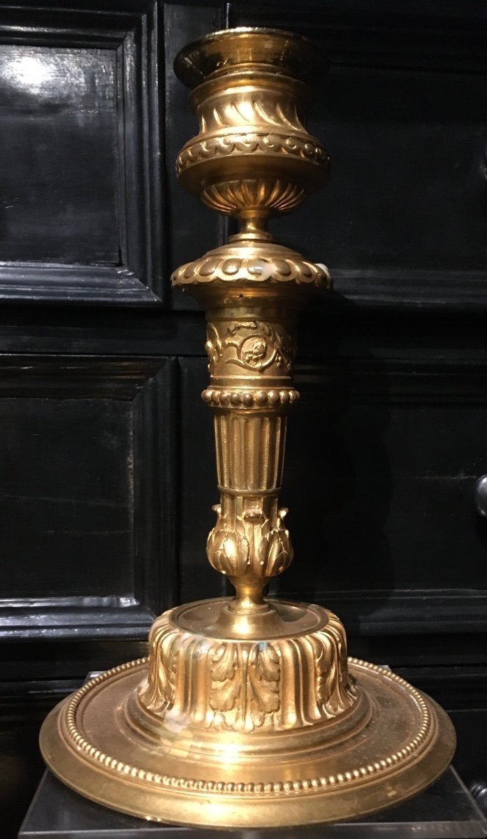 Pair Of 19th Century Gilt Bronze Candlesticks -photo-3