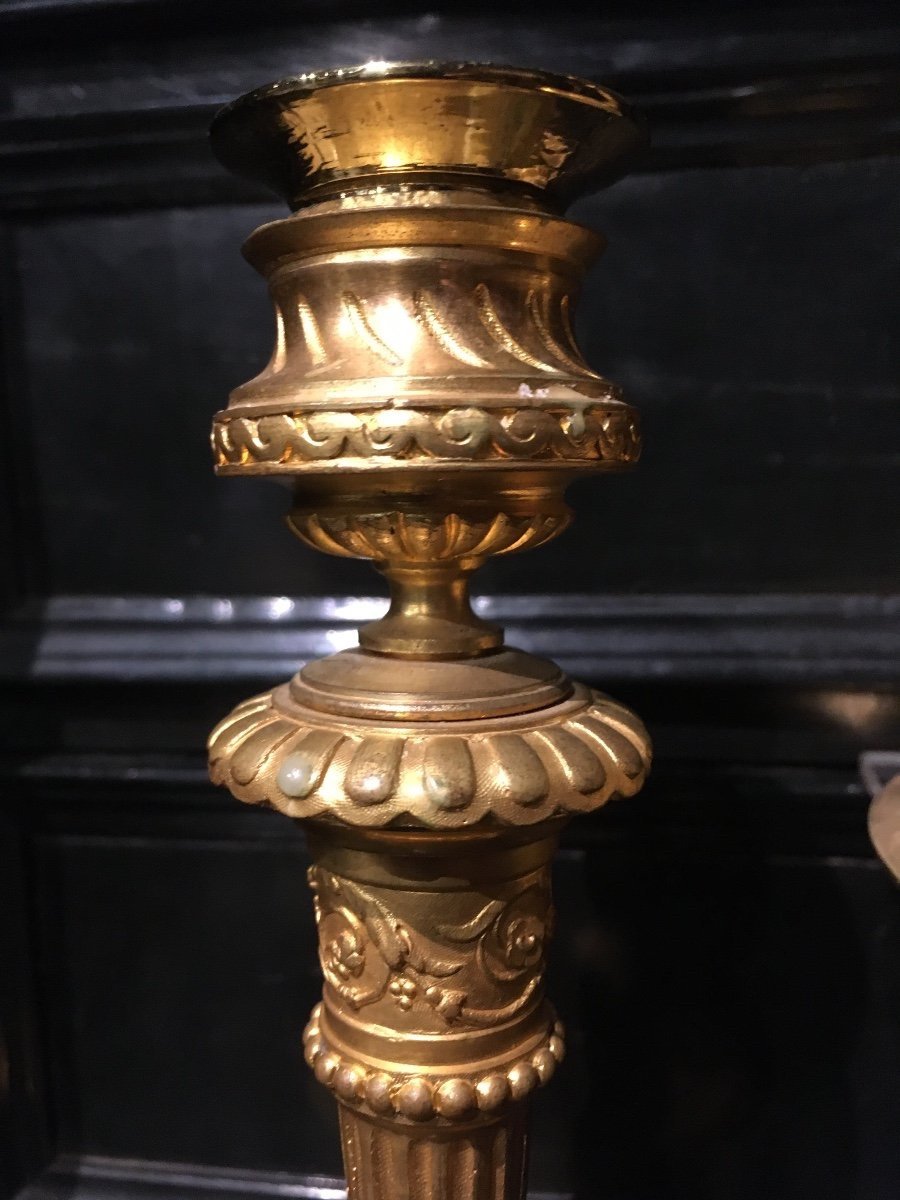 Pair Of 19th Century Gilt Bronze Candlesticks -photo-4