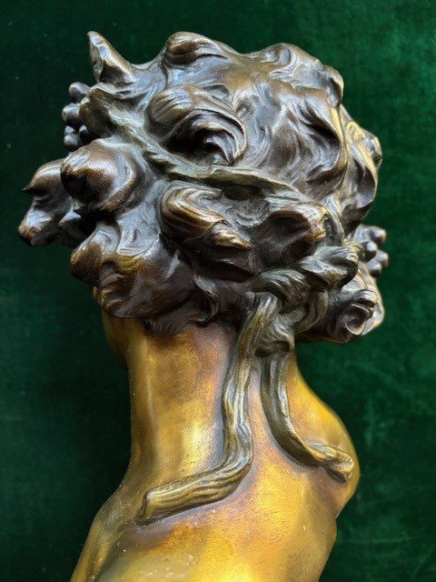 Charmant Buste « Bacchus » En Bronze Signé Par Nelson 19ème.-photo-8