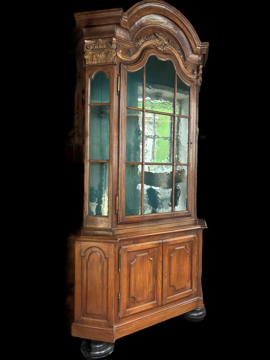 Beautiful 18th Century Oak Castle Display Cabinet.-photo-2