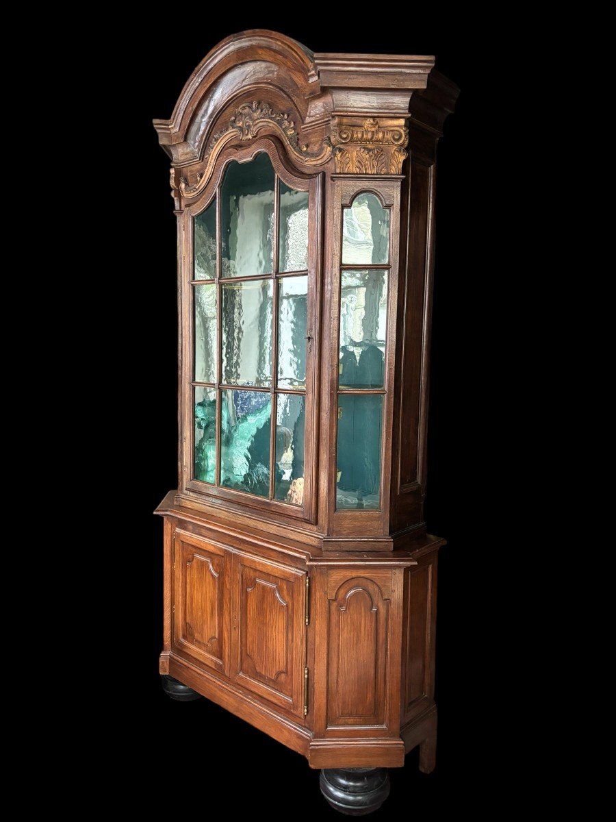 Beautiful 18th Century Oak Castle Display Cabinet.-photo-4