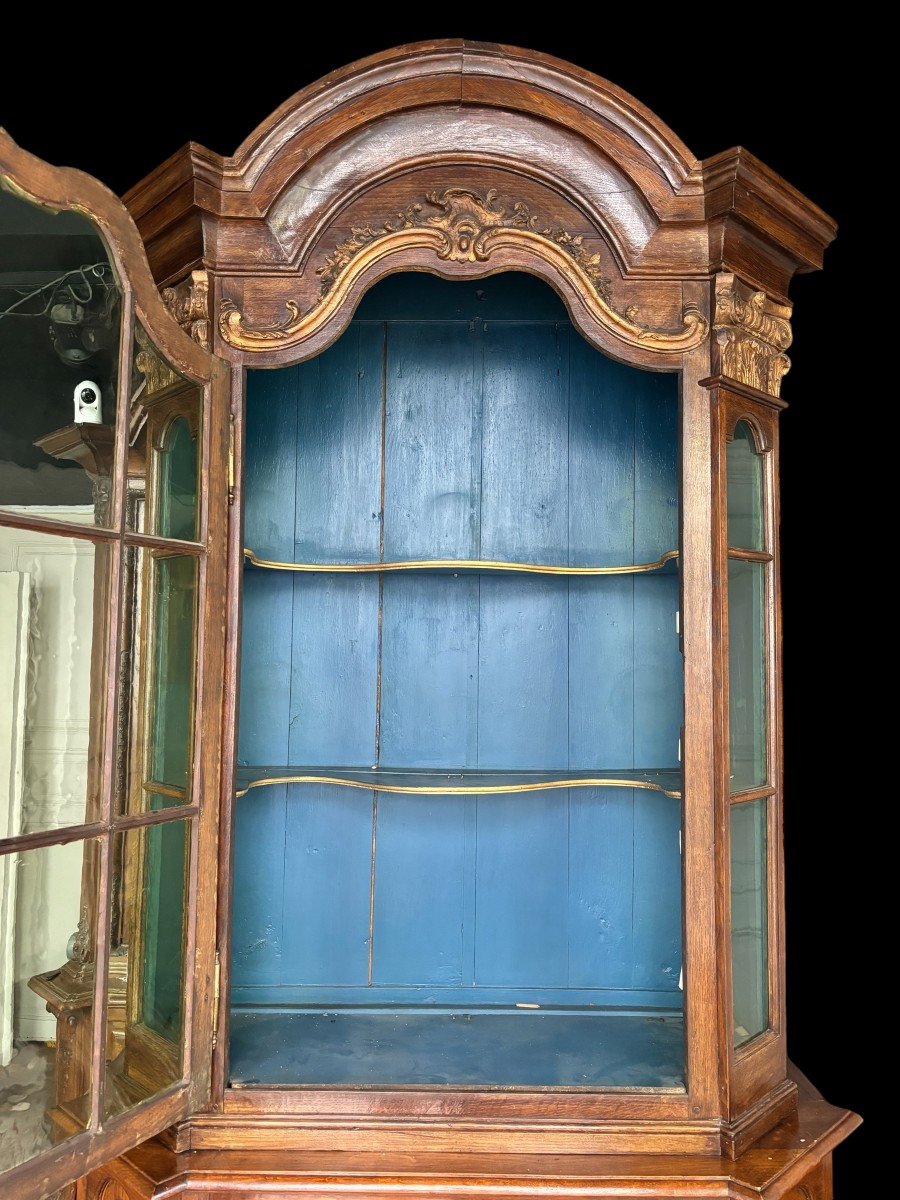 Beautiful 18th Century Oak Castle Display Cabinet.-photo-6