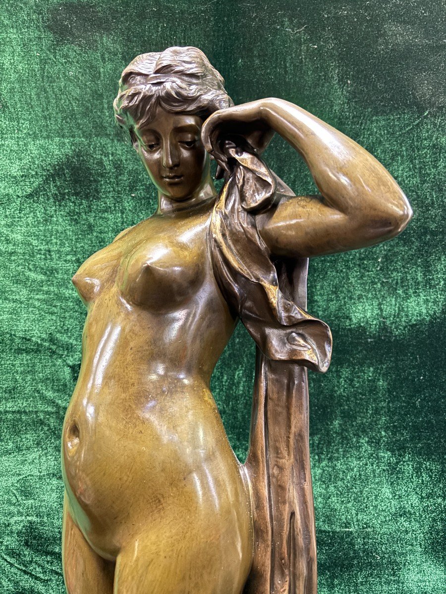 Belle Grande Sculpture « Phyrne » En Bronze Fin 19ème ( 86 Cm ).-photo-2