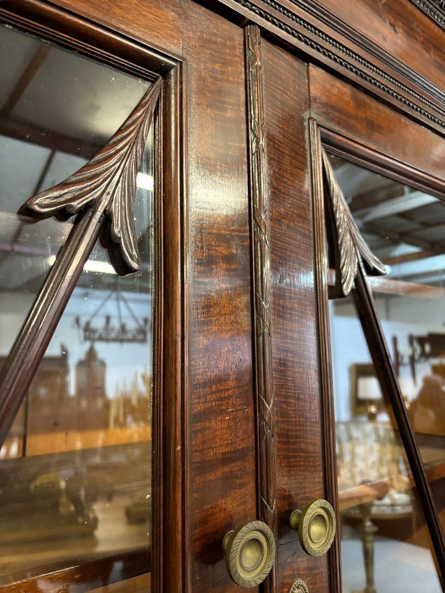 Rare, Large 19th Century Empire Style "breakfront" Mahogany Bookcase. (304 Cm)-photo-4