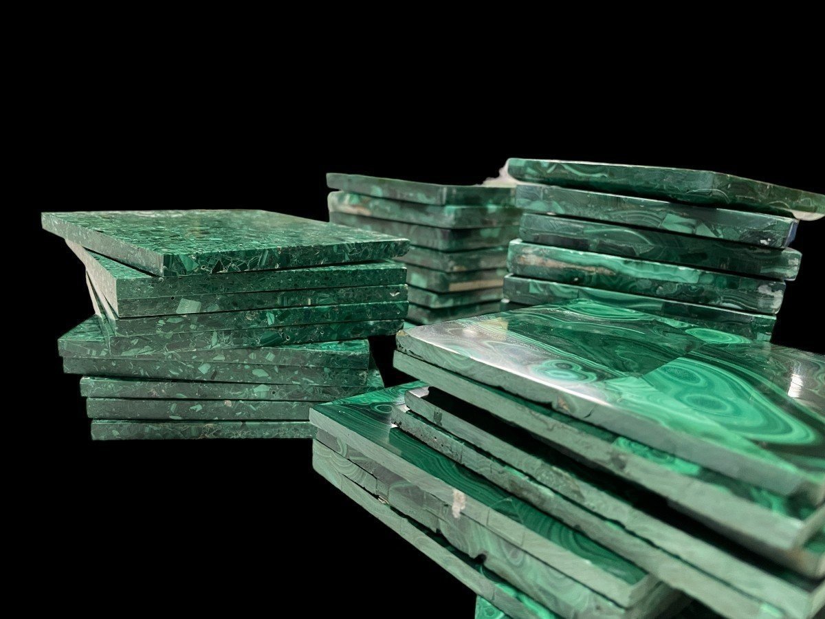 Large Lot Of Malachite Tiles (36 Pieces)-photo-2