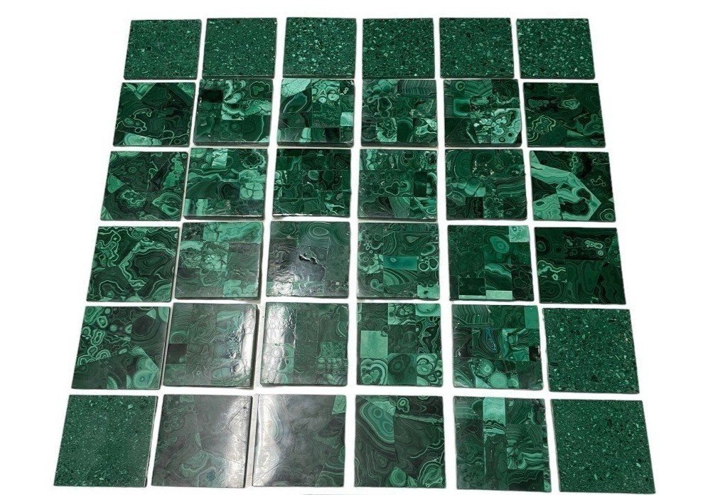 Large Lot Of Malachite Tiles (36 Pieces)-photo-3