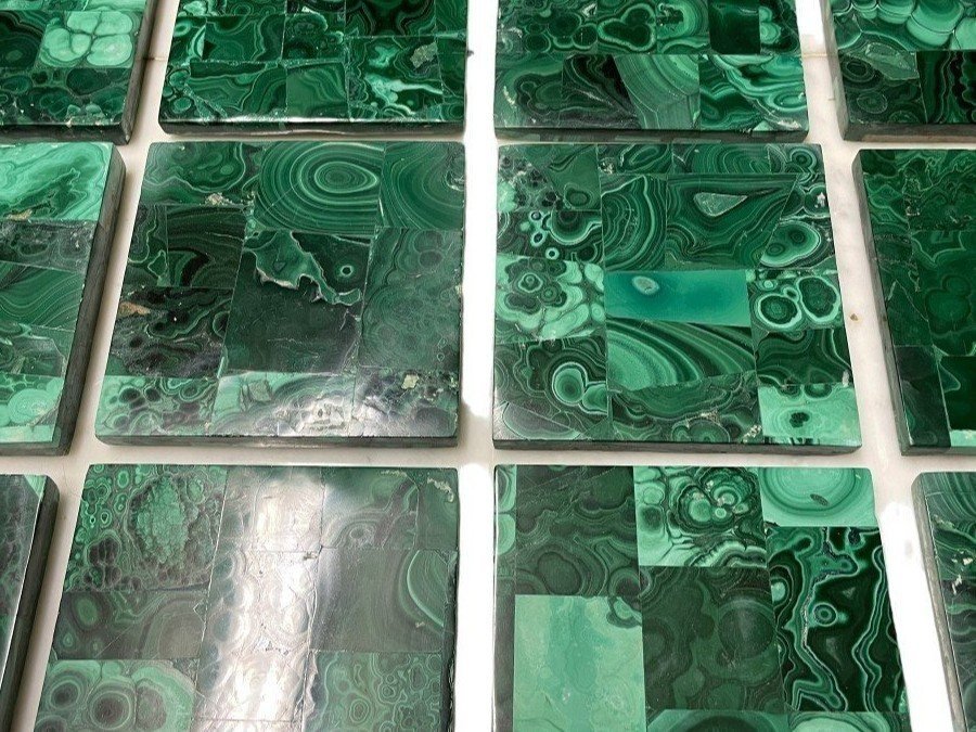 Large Lot Of Malachite Tiles (36 Pieces)-photo-4