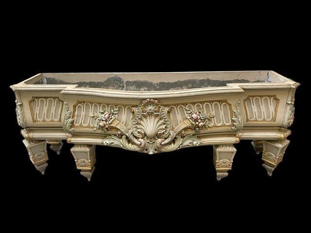 Very Large 19th Century Carved Wooden Planter (166 Cm).-photo-8