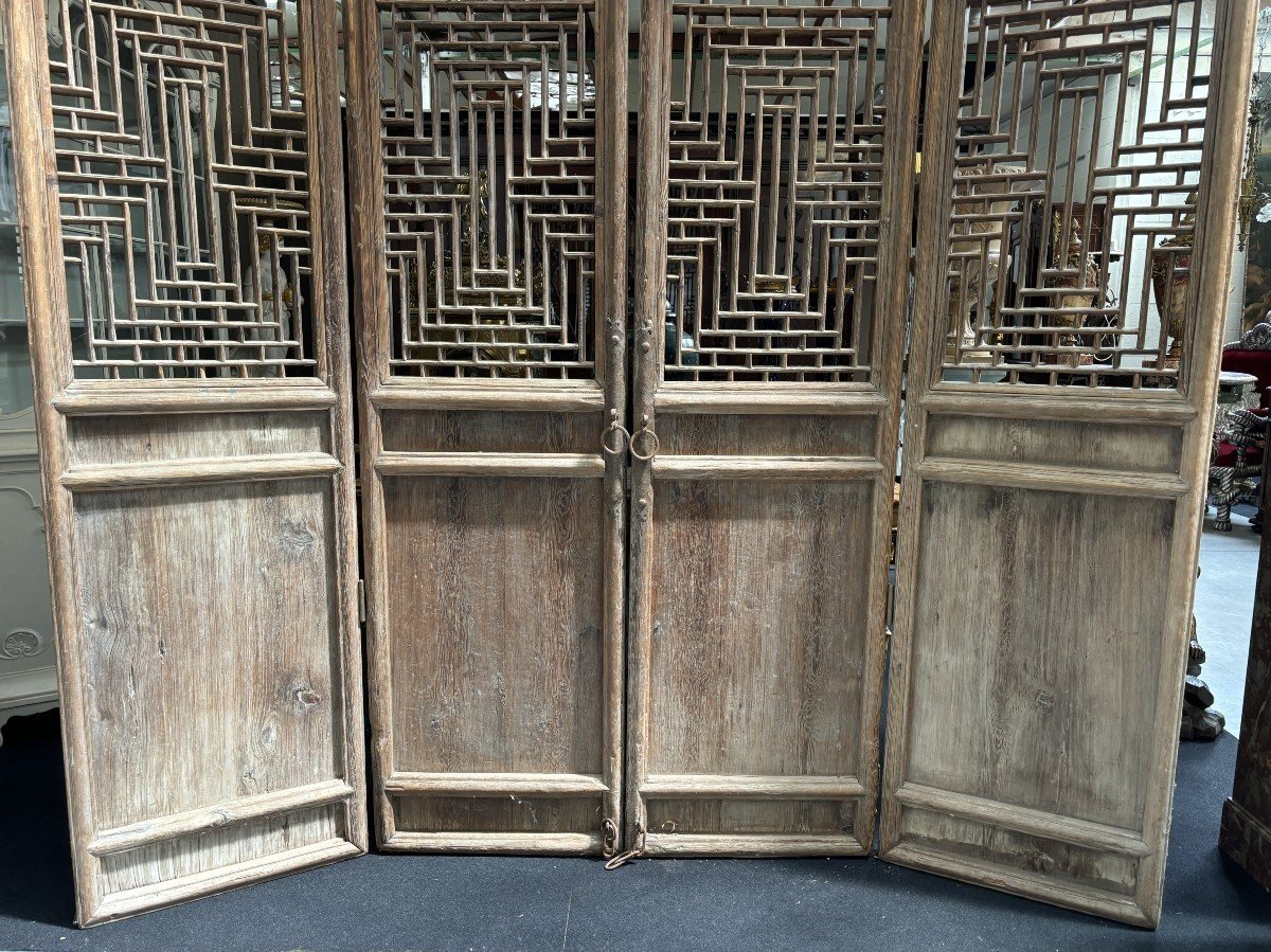 Large 4-piece Decorative Door In Solid Wood From The 19th Century.-photo-4