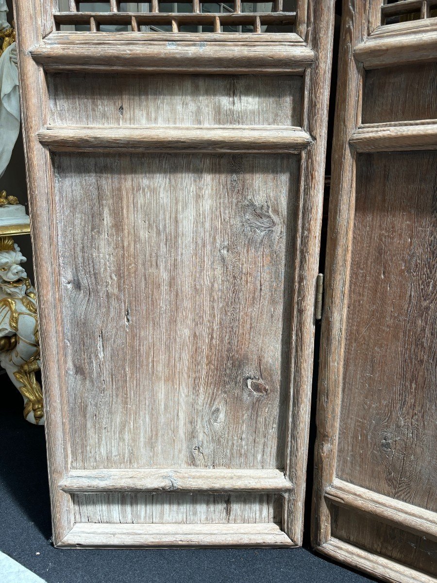 Large 4-piece Decorative Door In Solid Wood From The 19th Century.-photo-1