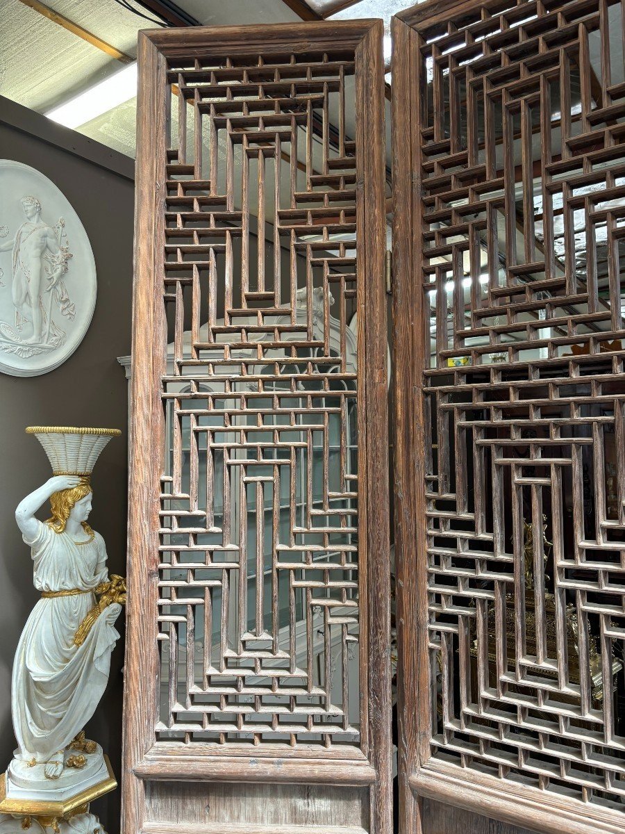 Large 4-piece Decorative Door In Solid Wood From The 19th Century.-photo-4