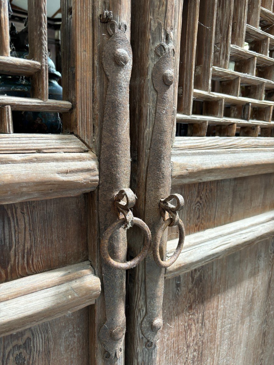 Large 4-piece Decorative Door In Solid Wood From The 19th Century.-photo-7