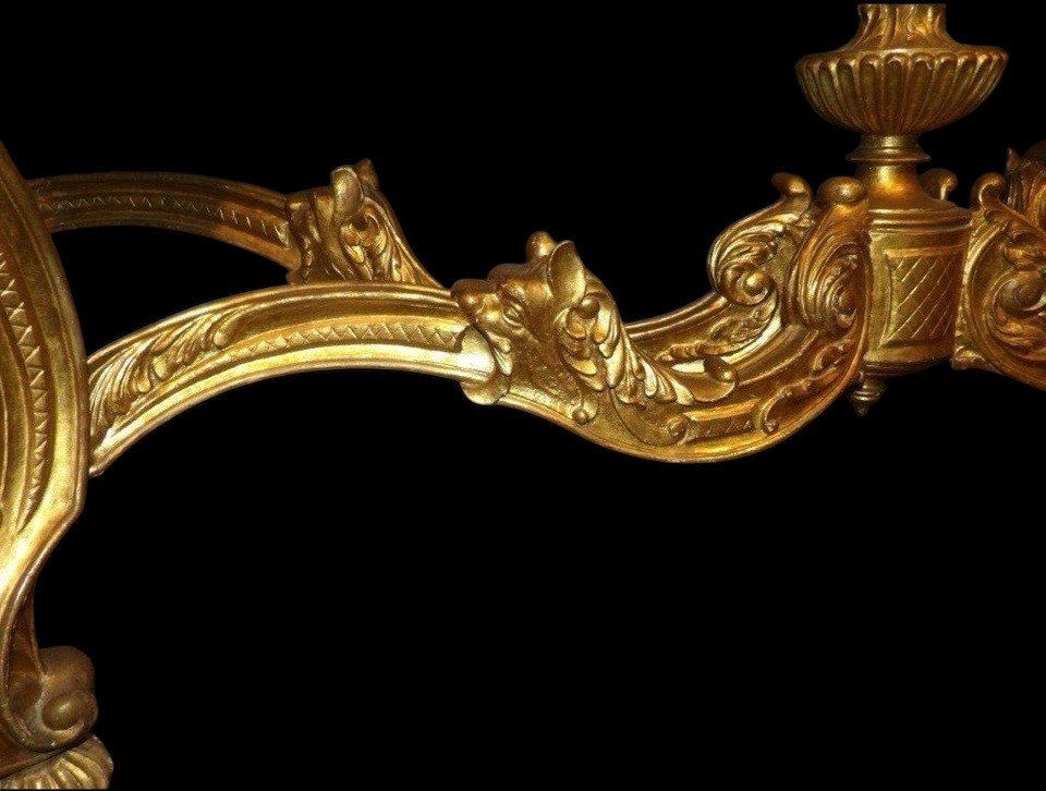 Large Louis XV Style 4-legged Console Table In Gilded Wood, 19th Century.-photo-5