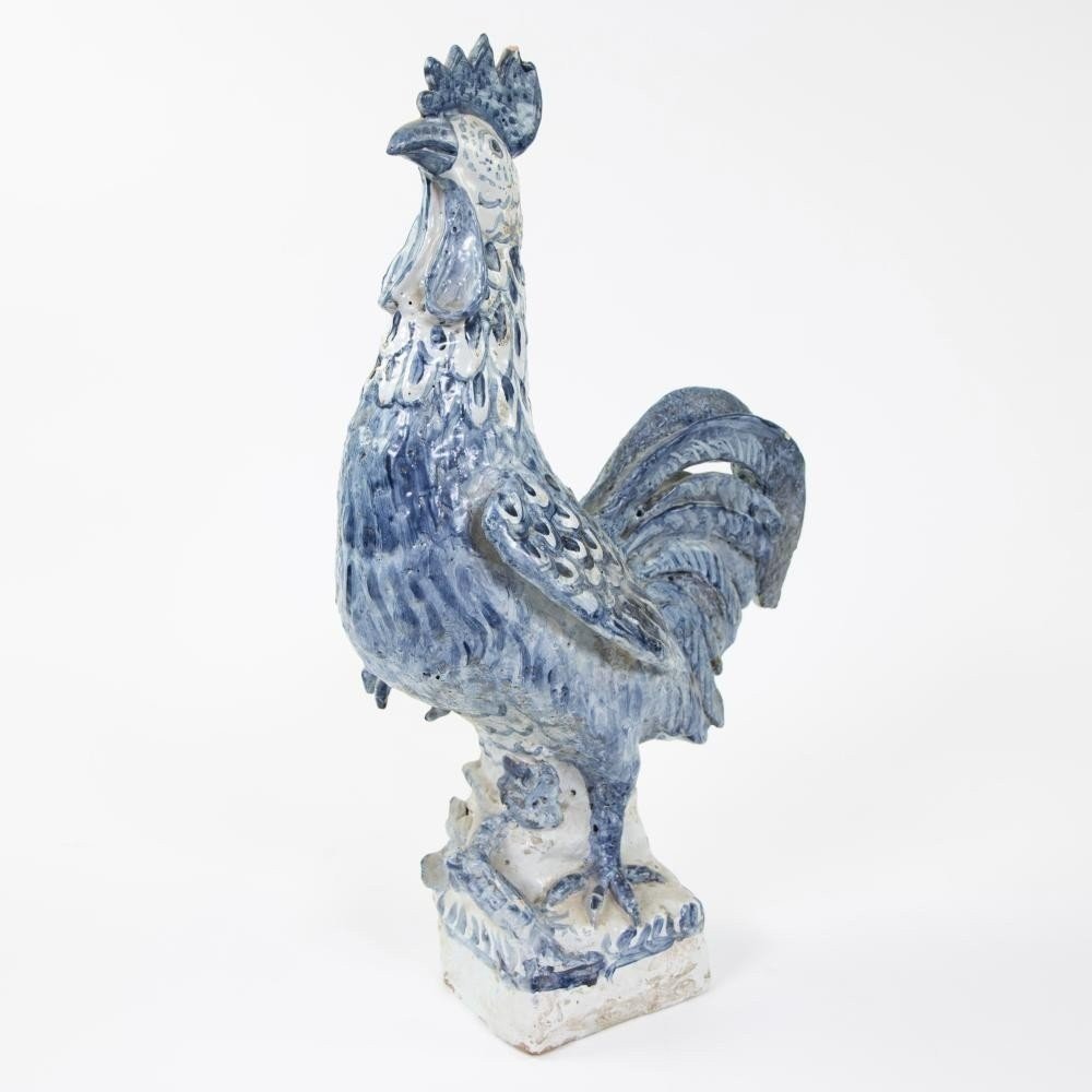 18th Century Hand Painted Ceramic Rooster. (47.5 Cm)-photo-1