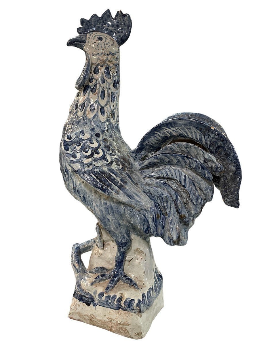 18th Century Hand Painted Ceramic Rooster. (47.5 Cm)-photo-6