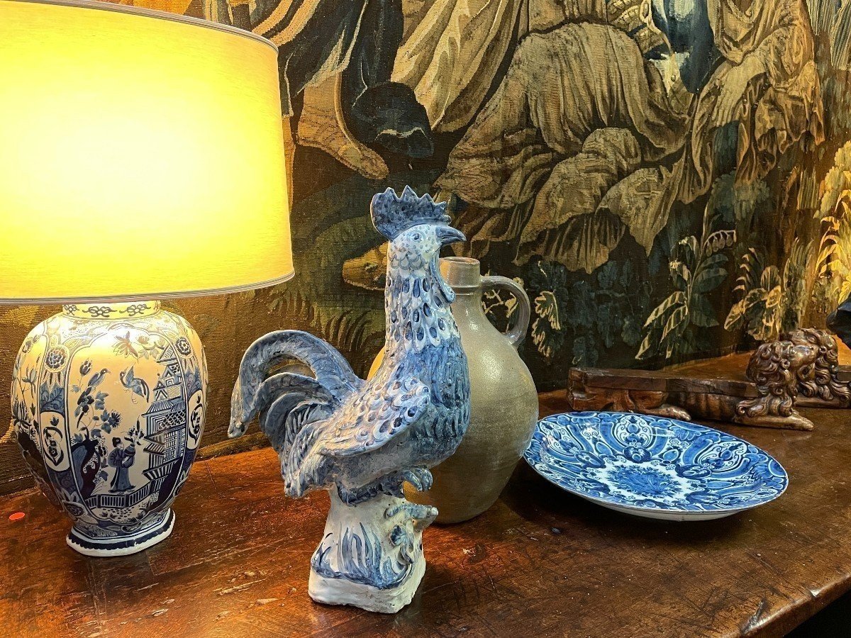 18th Century Hand Painted Ceramic Rooster. (47.5 Cm)-photo-8