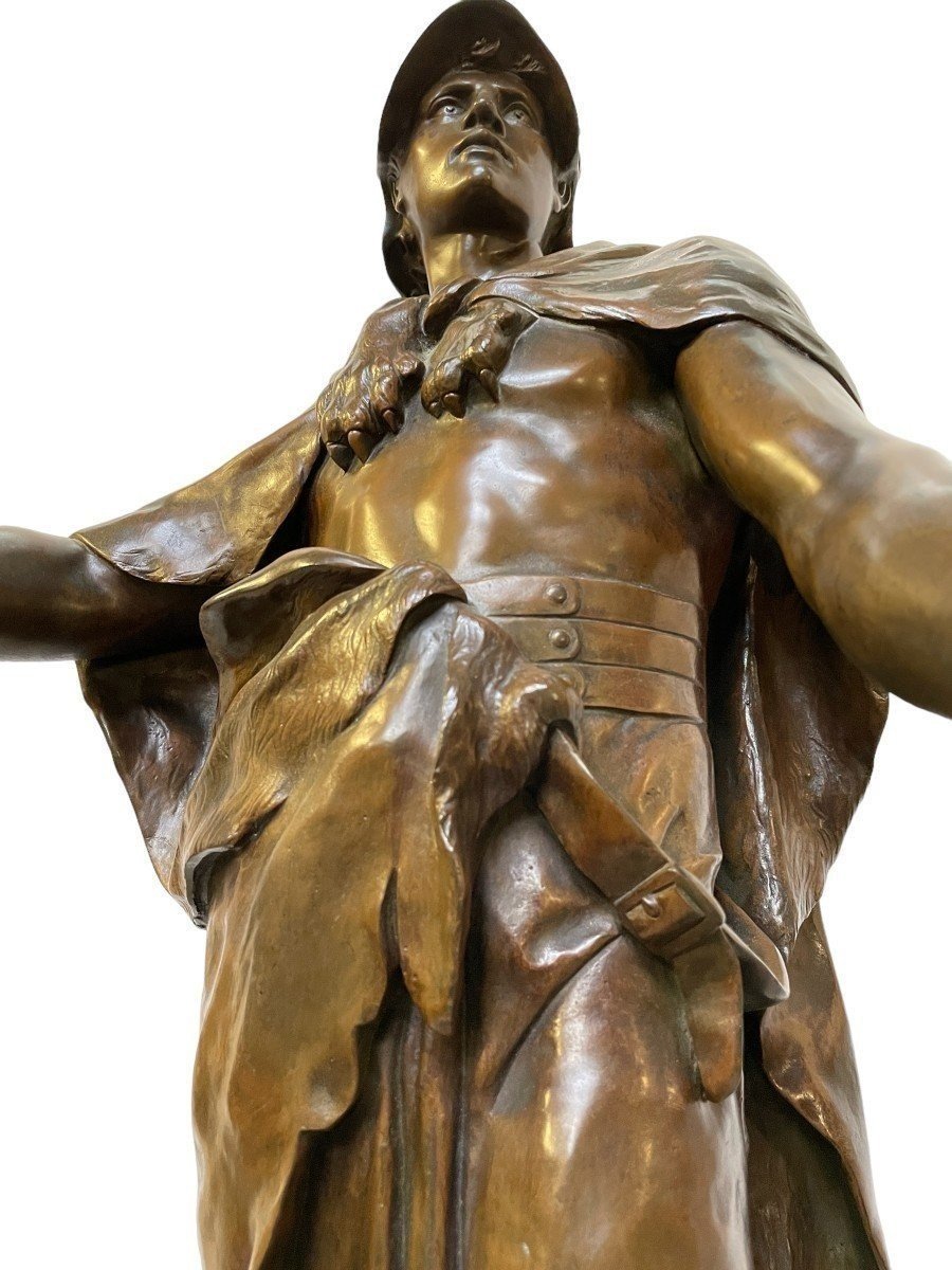 Grande Sculpture En Bronze " Le Devoir " Honor Patria Par E.picault 19ème ( 78 Cm ).-photo-1