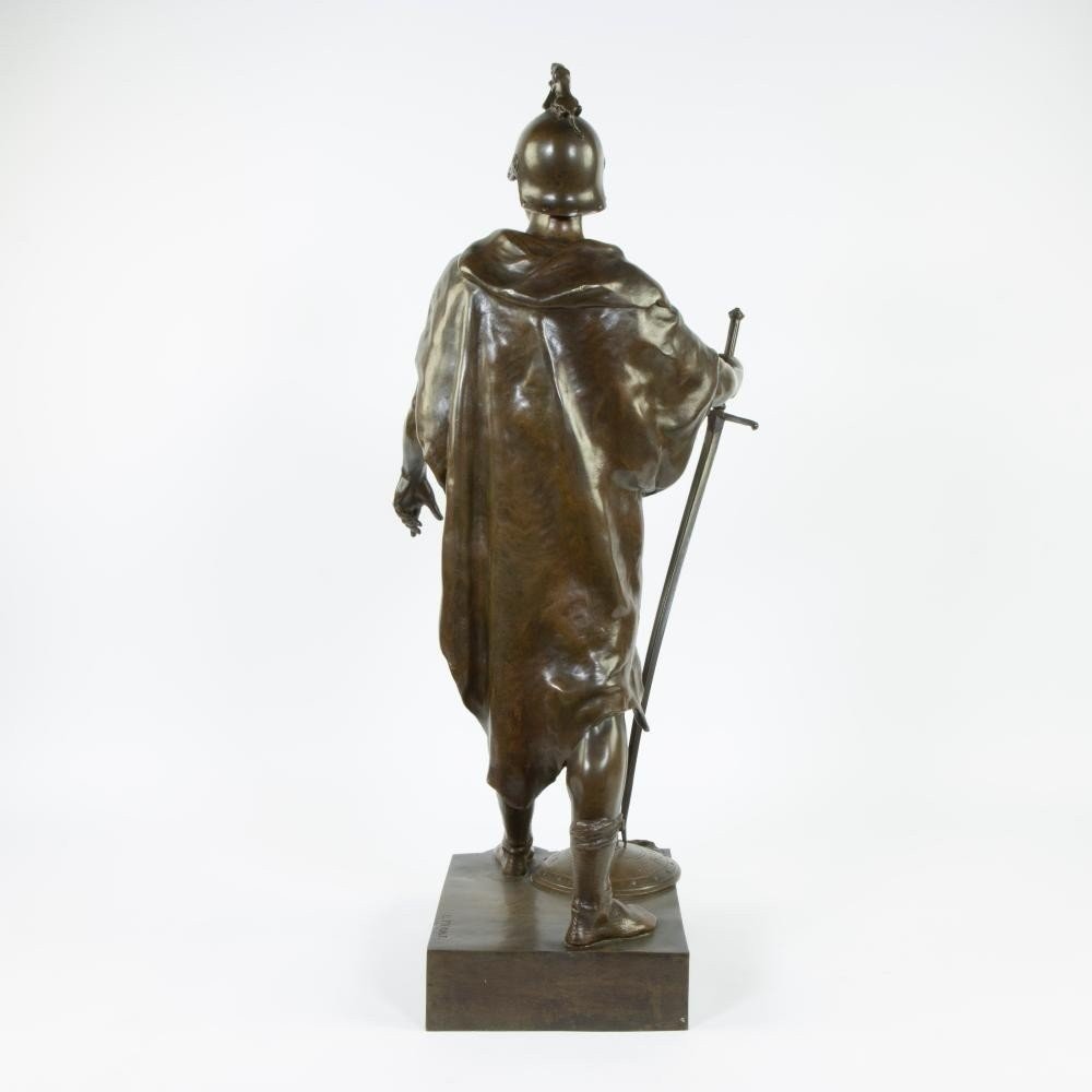 Grande Sculpture En Bronze " Le Devoir " Honor Patria Par E.picault 19ème ( 78 Cm ).-photo-7