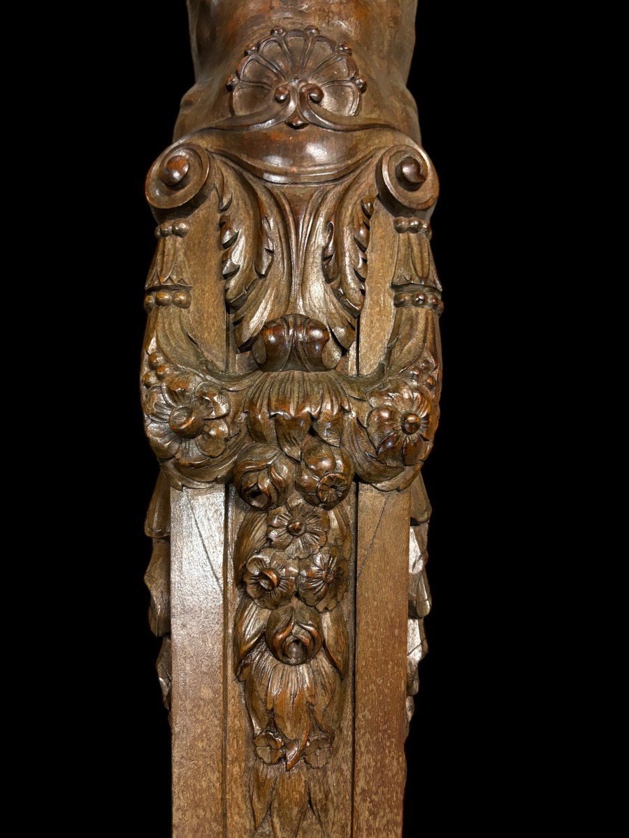 Pair Of Large Walnut Caryatids From The Late 19th Century. (140 Cm)-photo-8