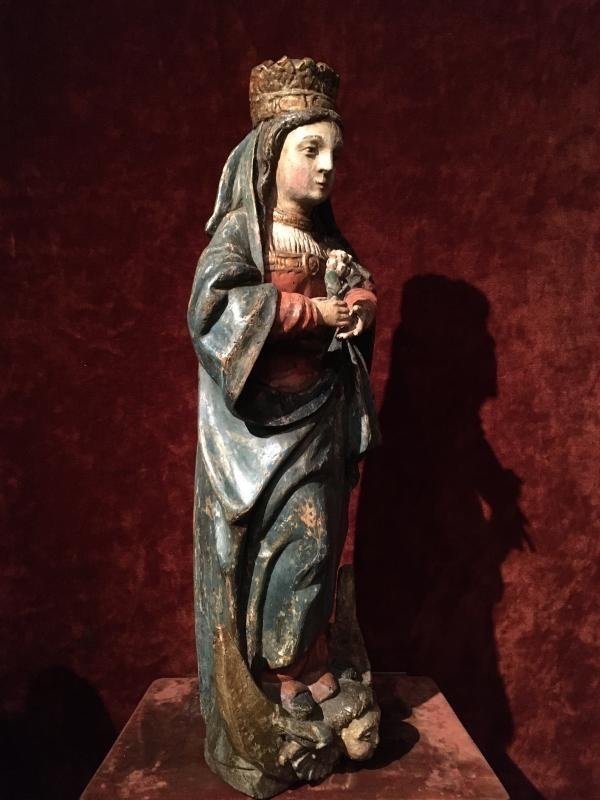 Polychromed Walnut Wood Sculpture Circa 1600 H70 Cm.-photo-4