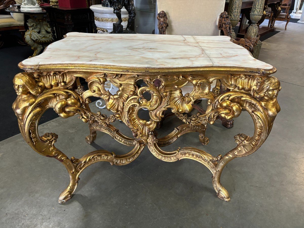 Table De Milieu En Bois Doré Style Louis XV 19ème.-photo-4