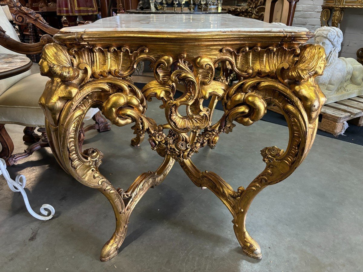 Table De Milieu En Bois Doré Style Louis XV 19ème.-photo-3