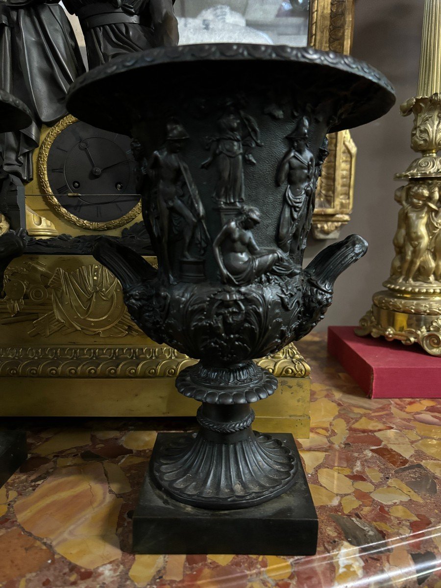 Paire De Vases" Medici " En Bronze 20ème.-photo-4