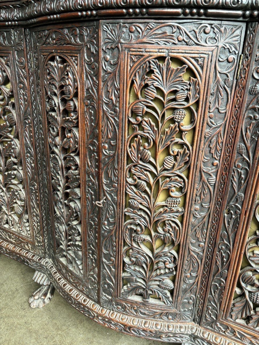 4-door Curved Cabinet In Hardwood, Burma, 19th Century.-photo-3