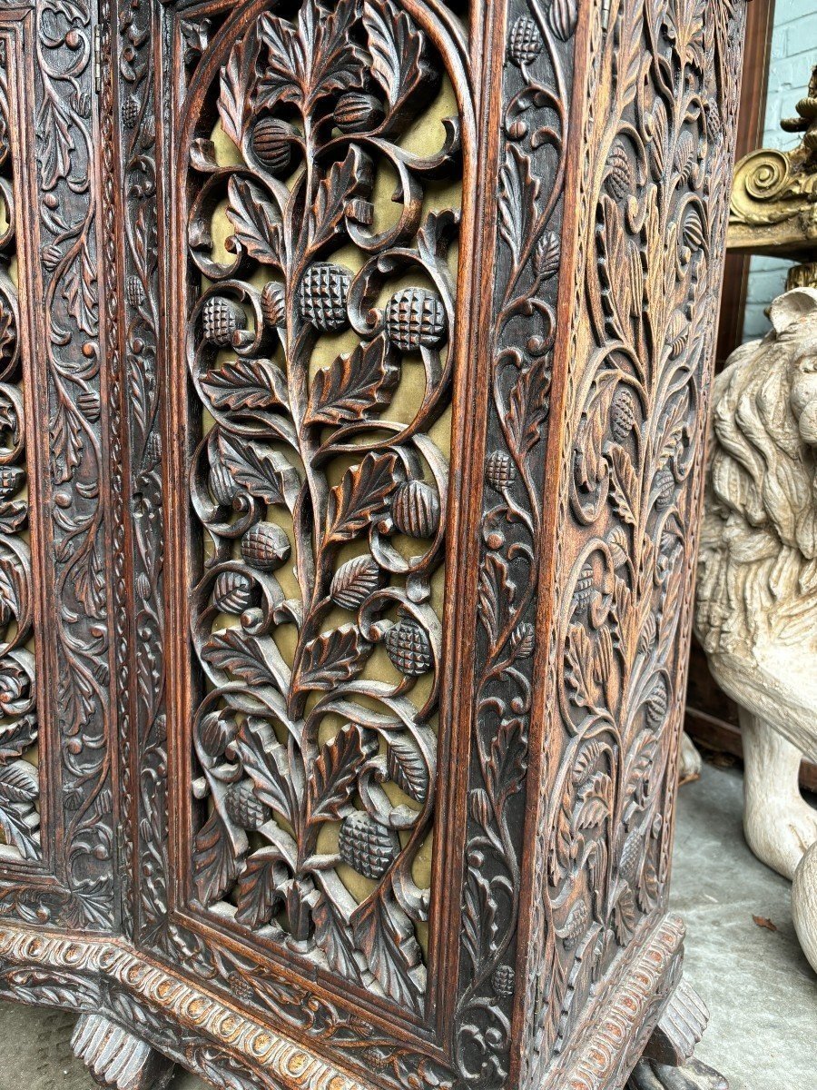 4-door Curved Cabinet In Hardwood, Burma, 19th Century.-photo-4