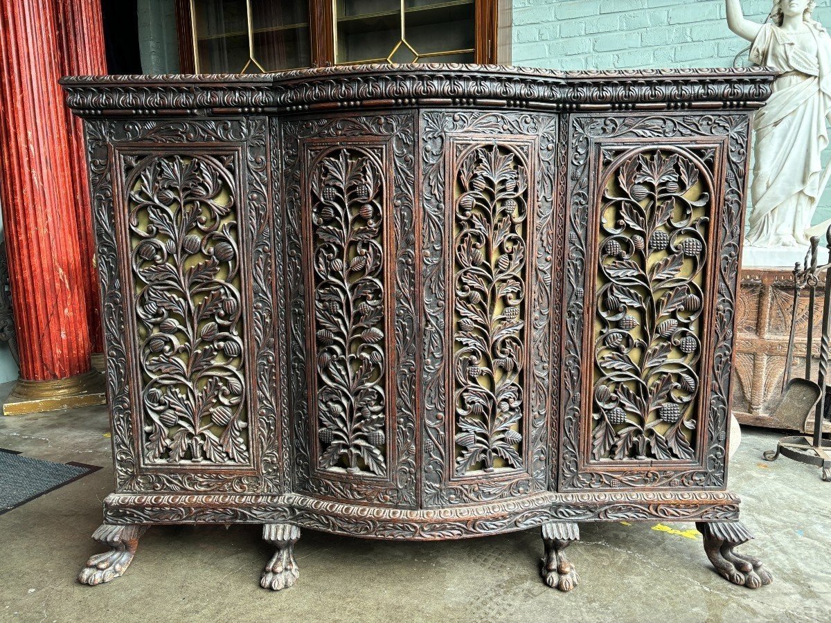 4-door Curved Cabinet In Hardwood, Burma, 19th Century.-photo-1