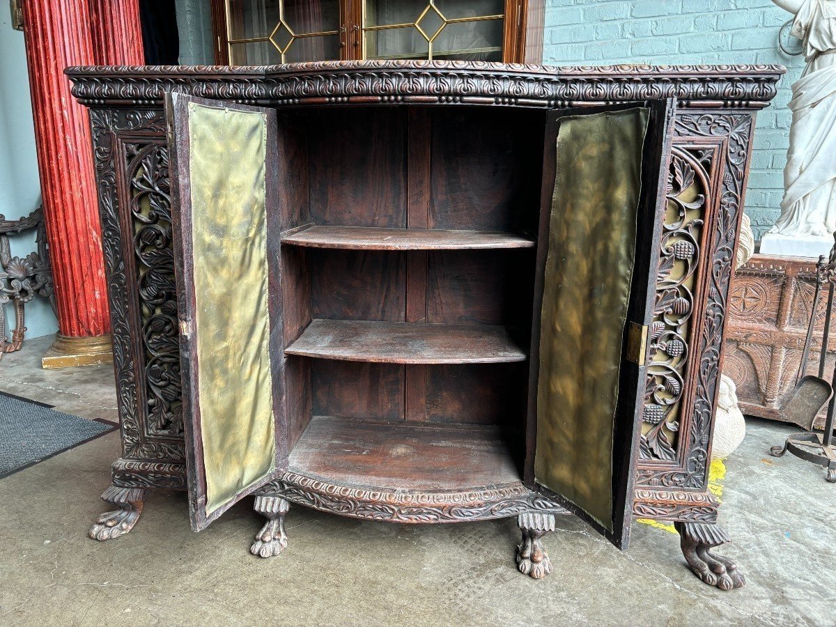 4-door Curved Cabinet In Hardwood, Burma, 19th Century.-photo-2