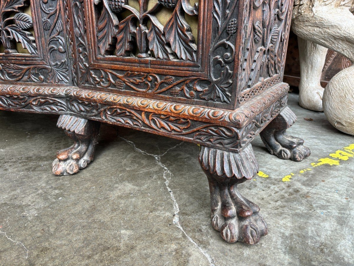 4-door Curved Cabinet In Hardwood, Burma, 19th Century.-photo-3