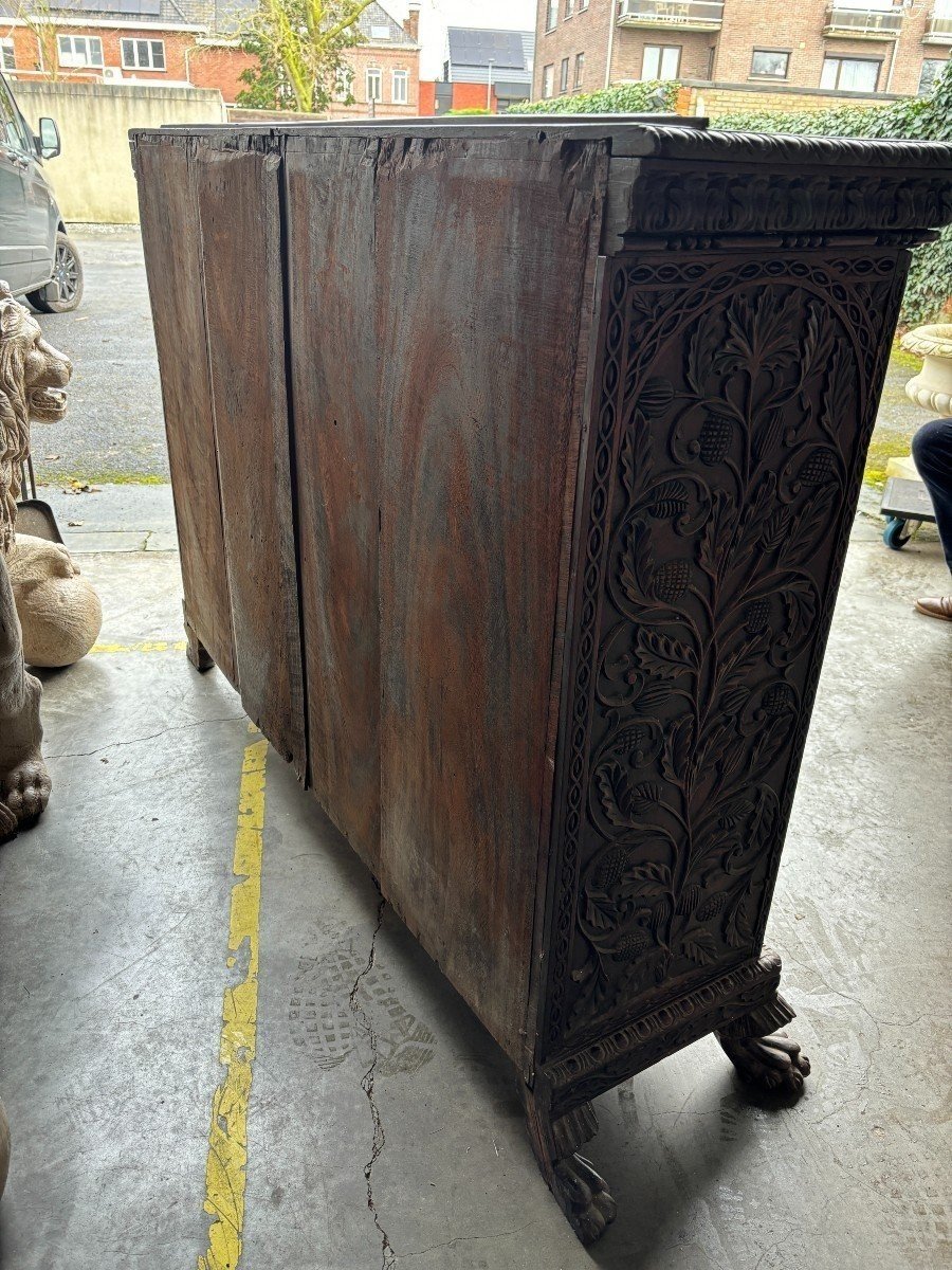 4-door Curved Cabinet In Hardwood, Burma, 19th Century.-photo-4