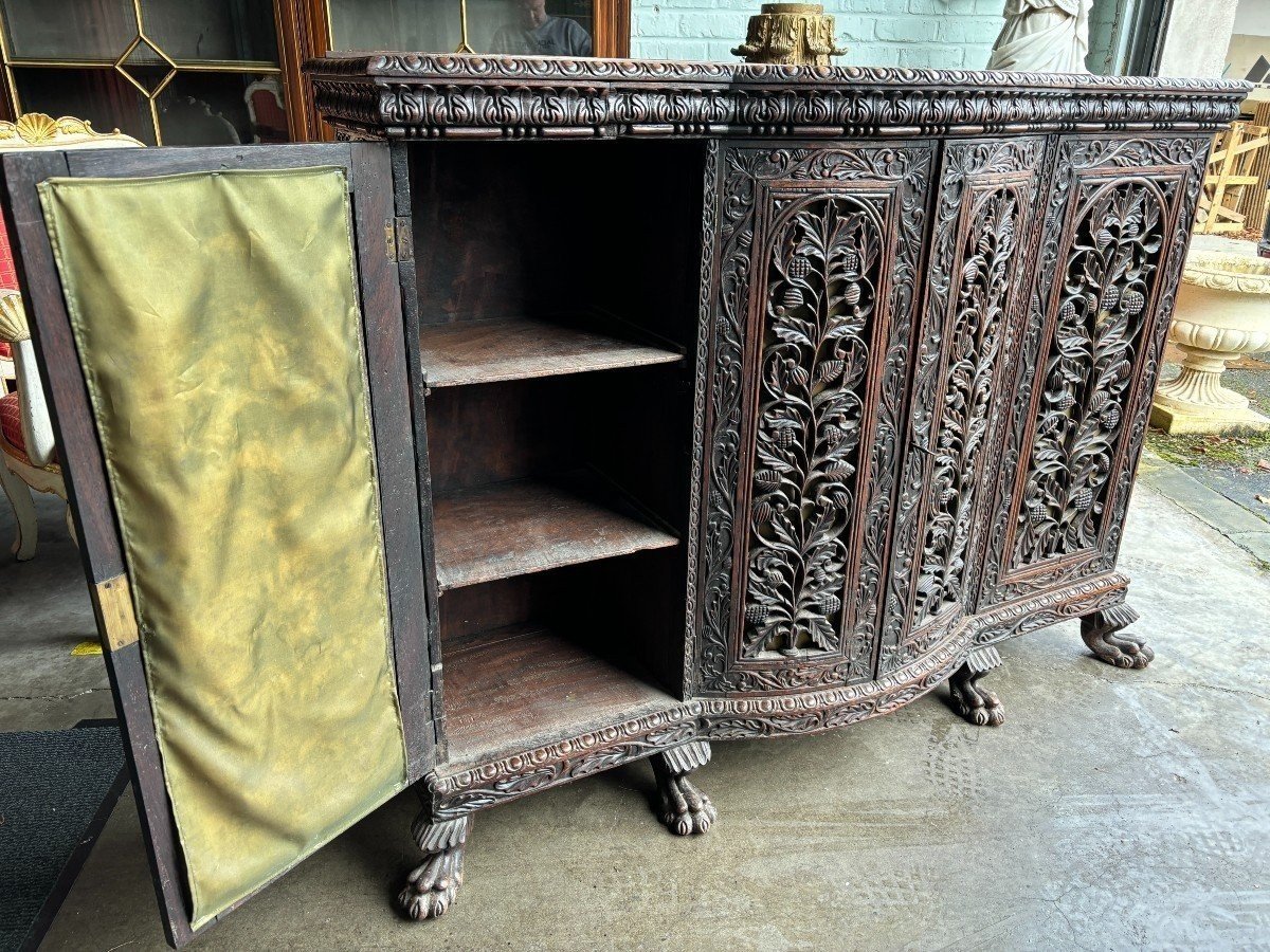 4-door Curved Cabinet In Hardwood, Burma, 19th Century.-photo-6