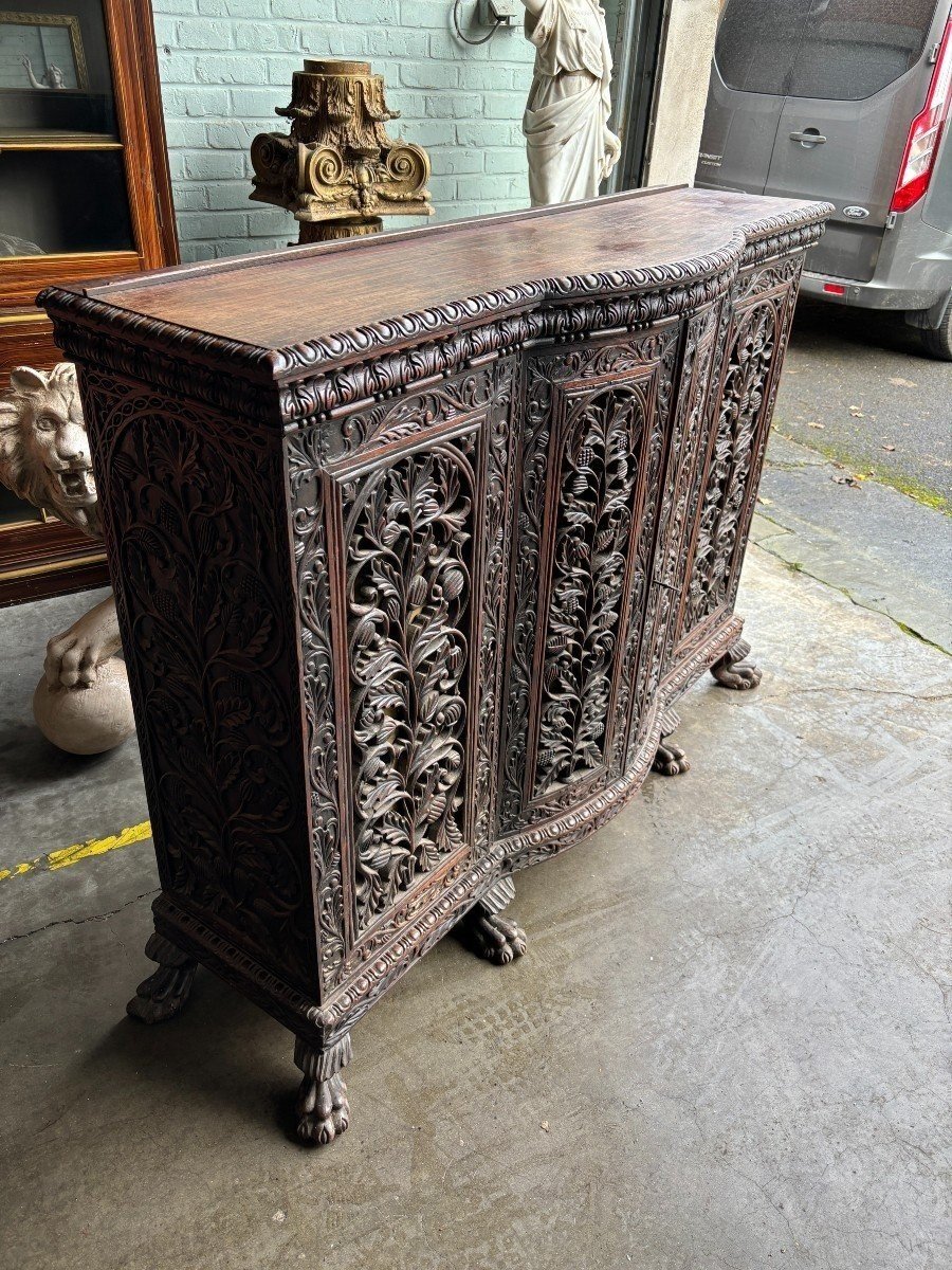 4-door Curved Cabinet In Hardwood, Burma, 19th Century.-photo-7