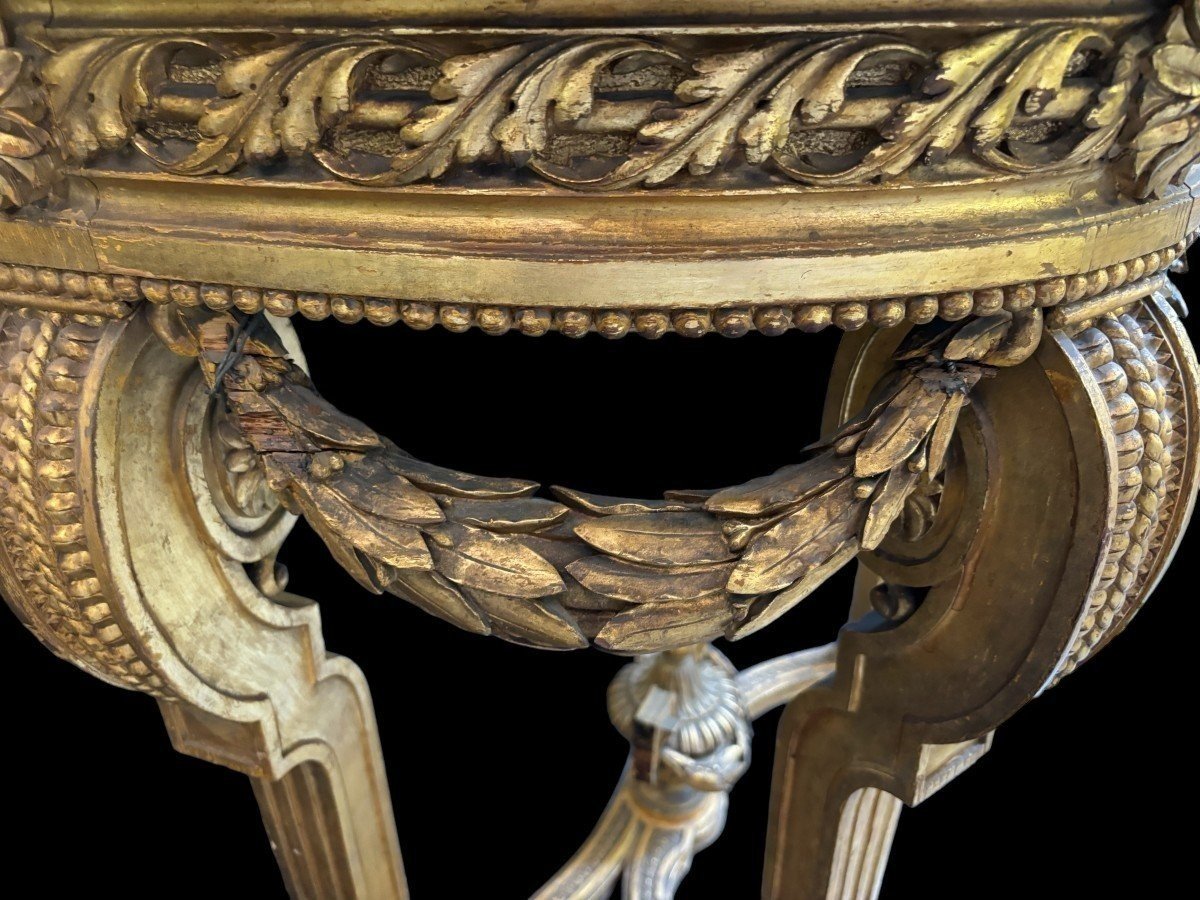 Pretty Louis XVI Style Console In Gilded Wood, 19th Century.-photo-3