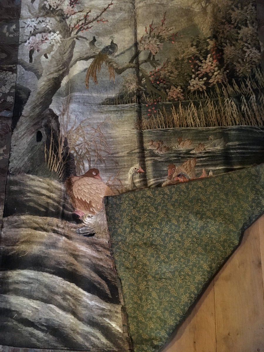 Three Very Beautiful Signed Silk Tapestries (japan) -photo-4