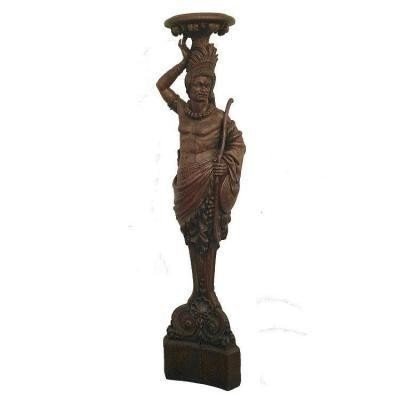 Large Decorative Sculpture "caritide" In Oak 19th Century (198 Cm).-photo-2