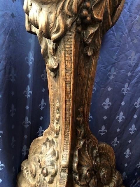 Large Decorative Sculpture "caritide" In Oak 19th Century (198 Cm).-photo-2