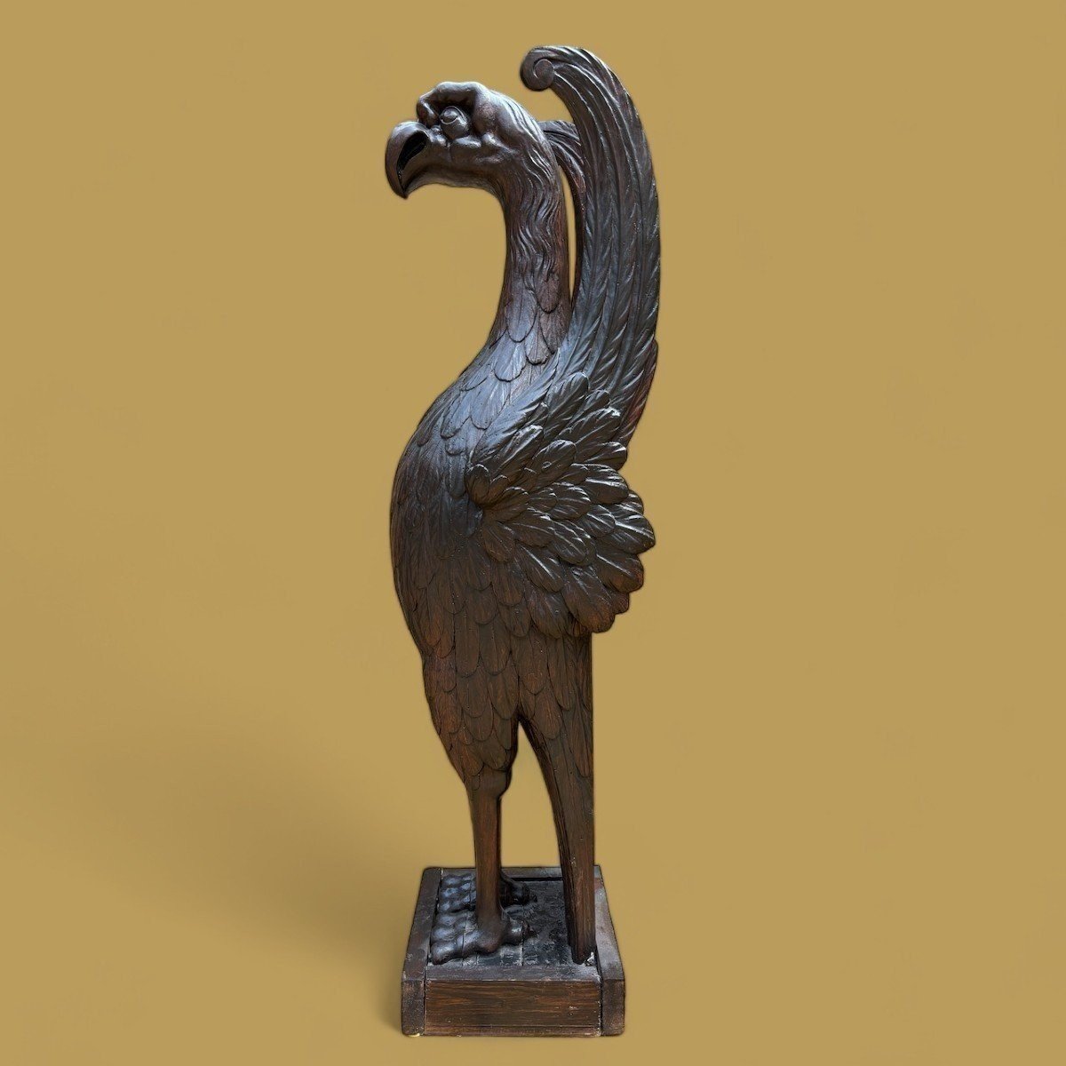 Large Empire Stand (134 Cm) "mythological Winged Beast" In Wood, 19th Century.-photo-5