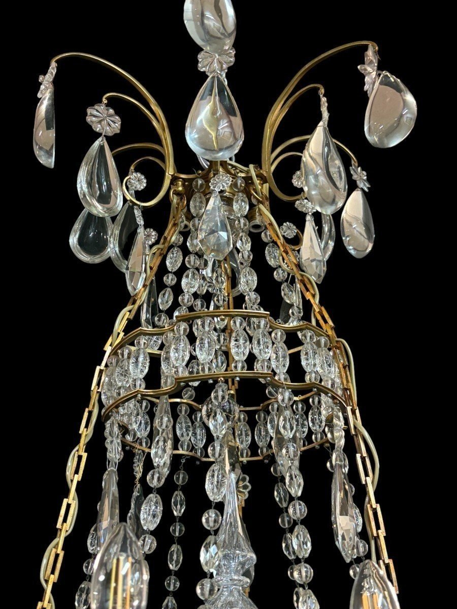 Beautiful Large Bronze And Crystal Chandelier From The Late 19th Century (130 Cm).-photo-3