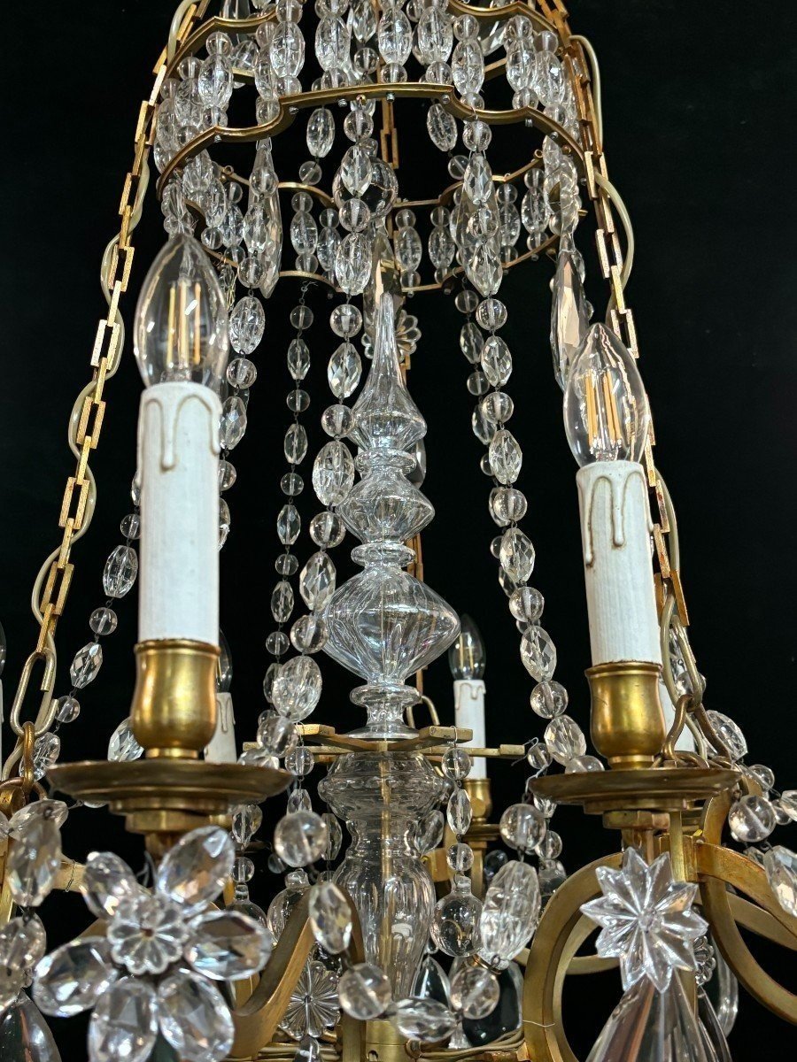 Beautiful Large Bronze And Crystal Chandelier From The Late 19th Century (130 Cm).-photo-4