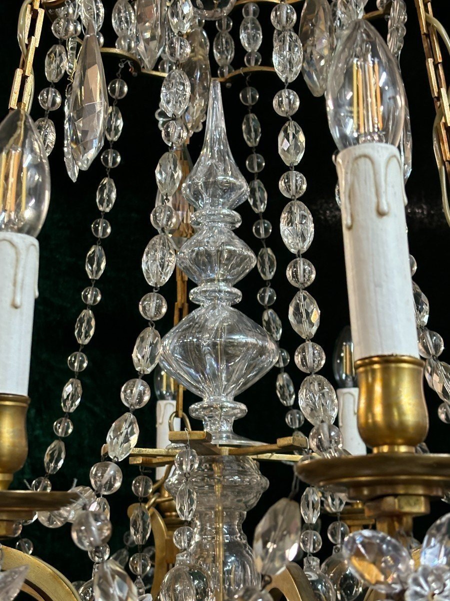 Beautiful Large Bronze And Crystal Chandelier From The Late 19th Century (130 Cm).-photo-1