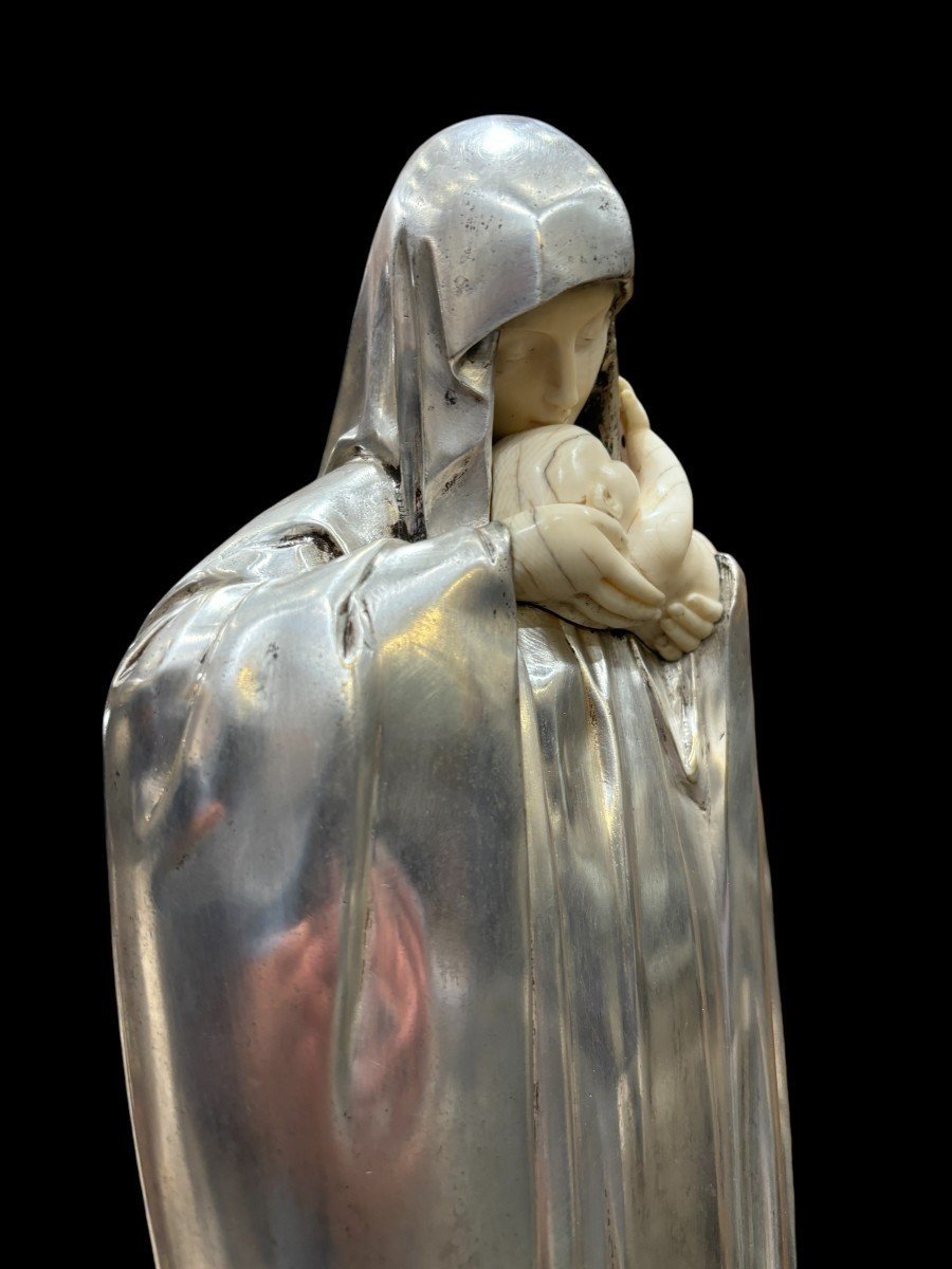 Beautiful French Art Deco Silvered Bronze Sculpture-photo-4